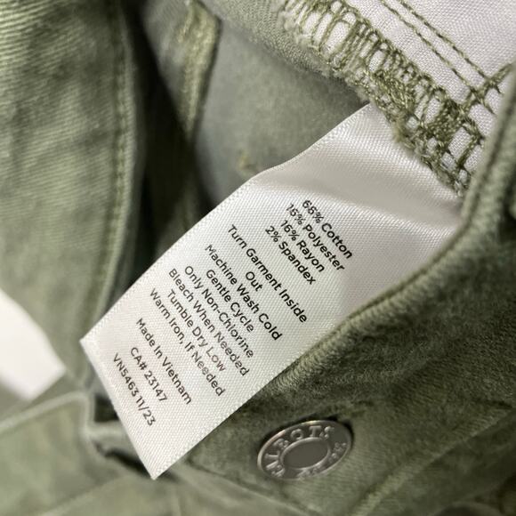 Talbots Outlet | Olive Green Capri Pants Straight Leg Crop Denim Womens 12P - Picture 6 of 7
